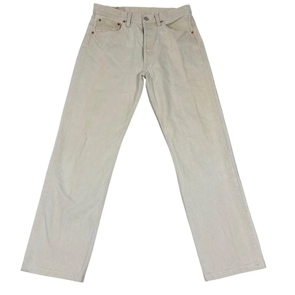 Levi's Jeans Mens 30 Cream 501 Original Fit Straight Leg Button Fly‎ Off-White